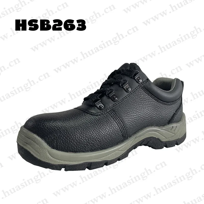 Rwh,acid&alkali Resistant Embossed Leather Safety Shoe Double Color  PU/PU Injection Outsole Mining Work Boot HSB263