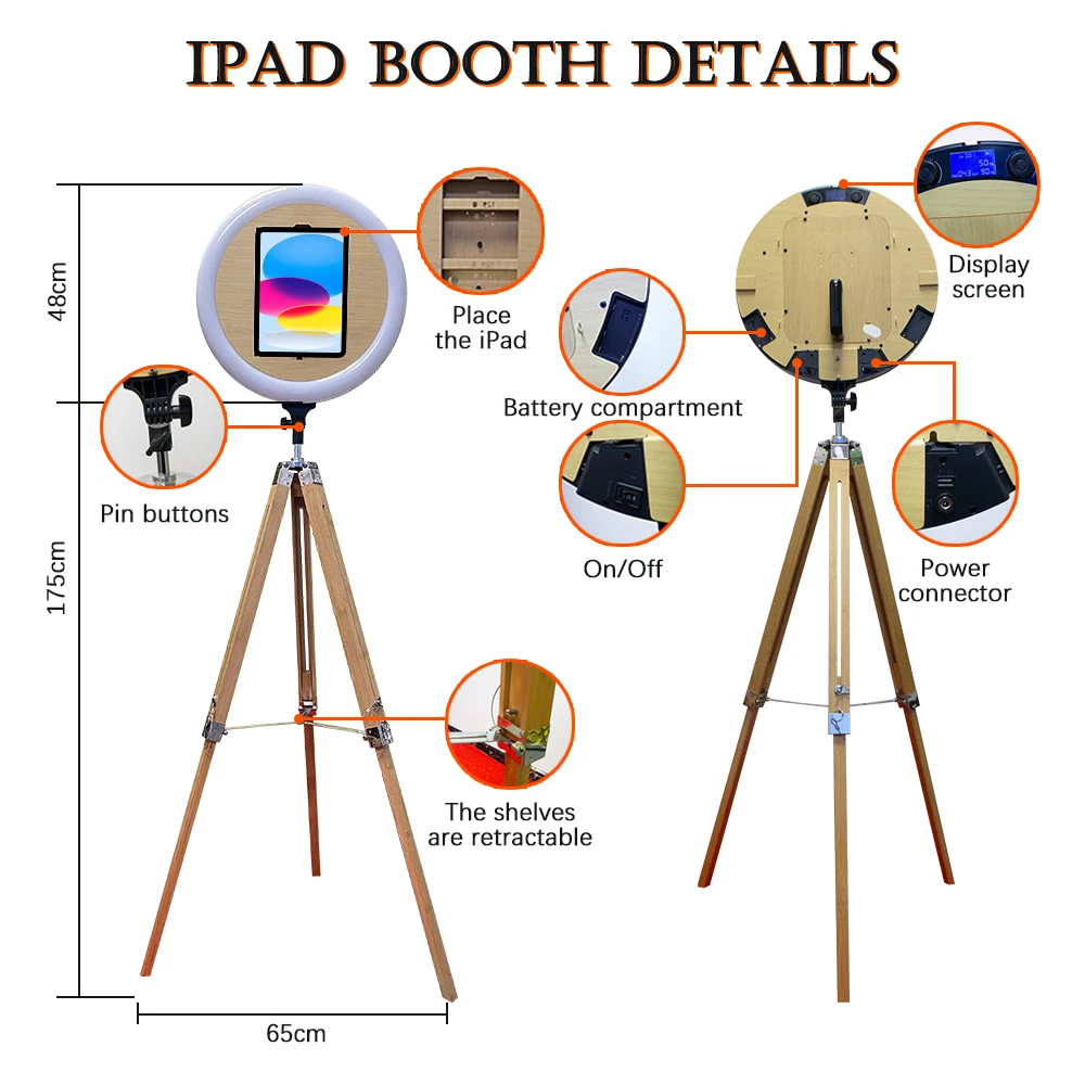 Removable Or Party Selfie Ipad Photo Booth With Ring Light 10.2 Ipad ...