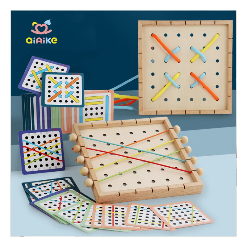 Jouets éducatifs de laçage et de filetage de bonne qualité pour développer l'intelligence, activité Montessori, jouet en corde à enfiler en bois