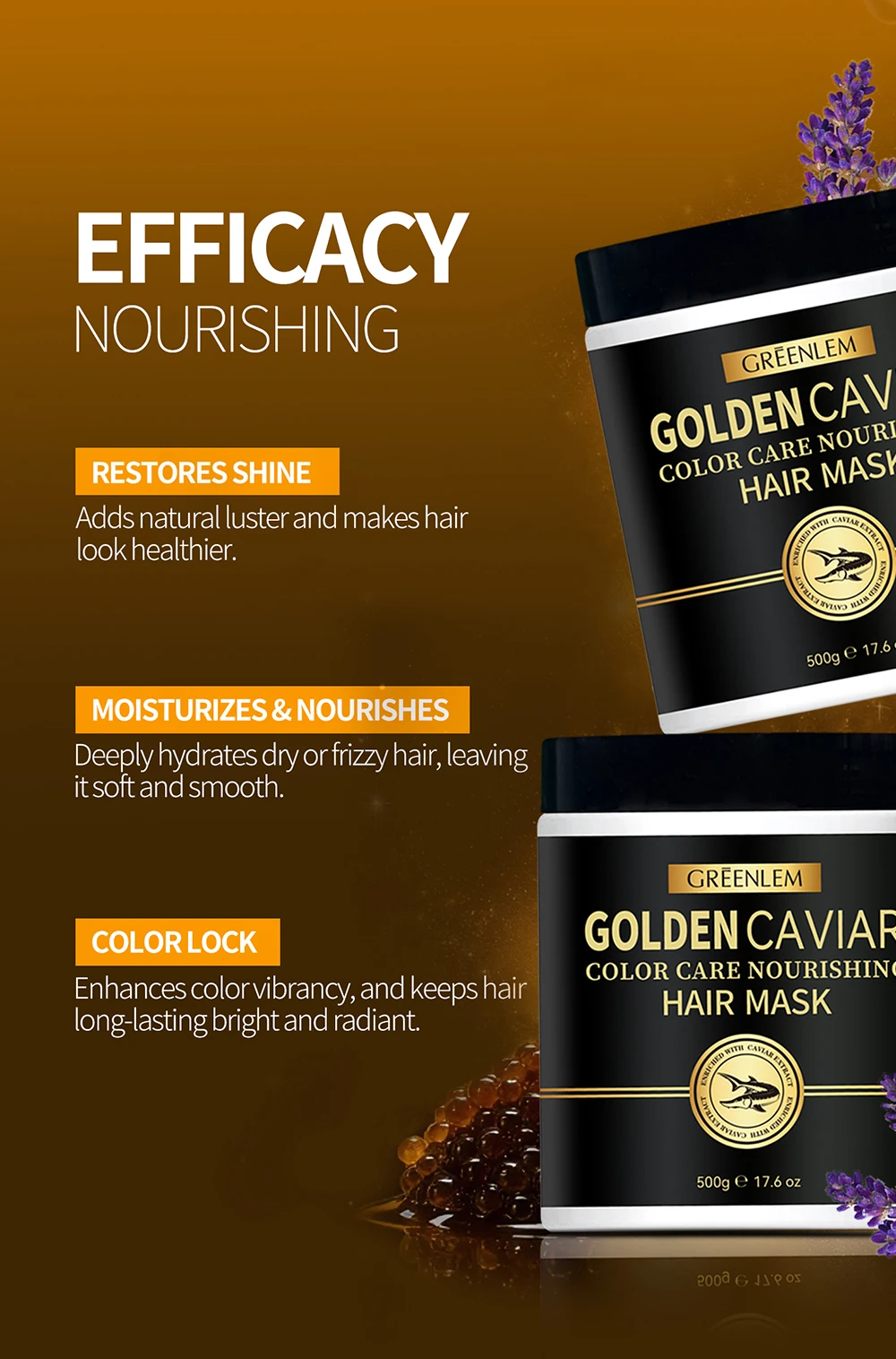 Wholesale Bestseller OEM Bio Plant Golden Caviar Hair Cream with Hyaluronic Acid Nourishing Repair Concentrated Formula(pic3)