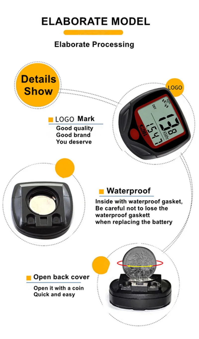 Light Weight Device Waterproof Bike Computer Wired Waterproof Cycling Odometer Cycle Meter Speed Sensor with Low Cost