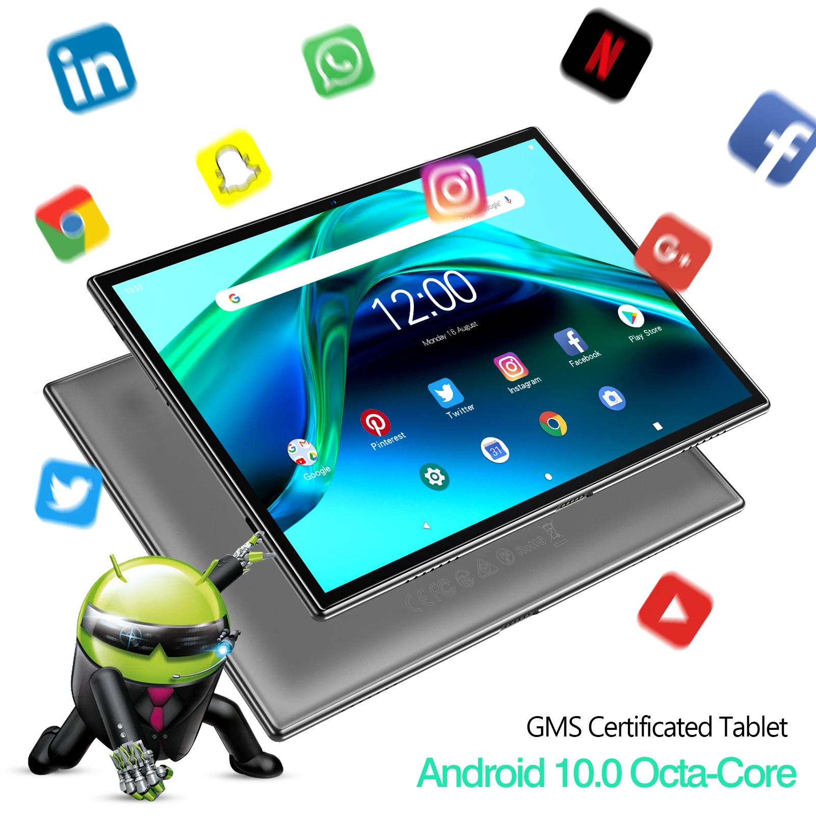 PRITOM L10 Tablets - 10.1 Inch Android Octa Core 3GB RAM