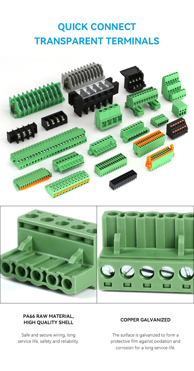 Customized 2 Pole Quick Connect Terminal Block Push in Wire Connector ...