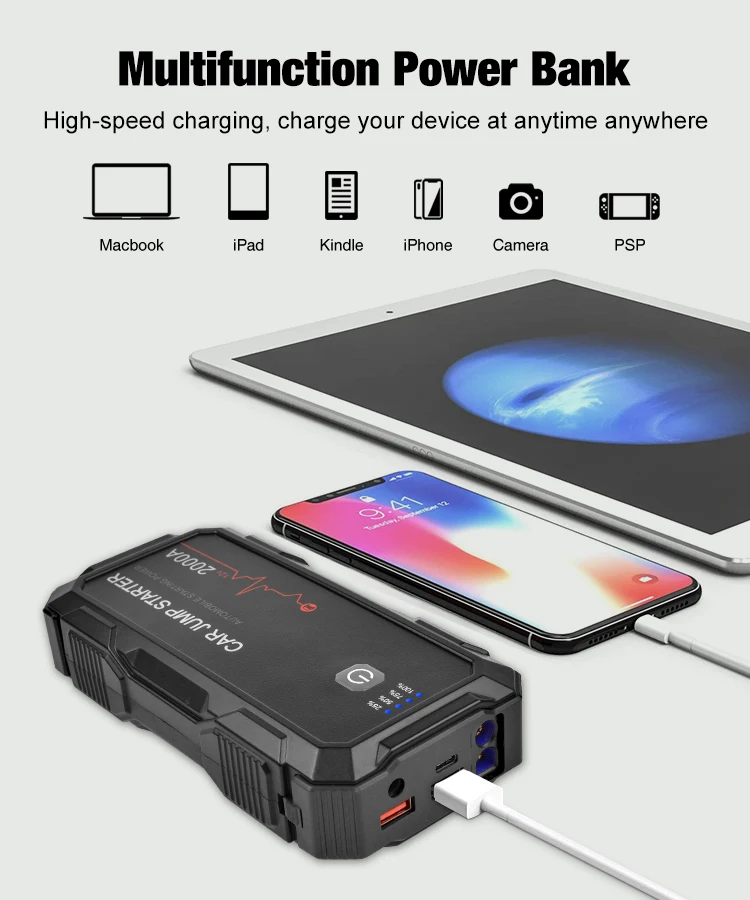 L076 22000mAh Portable Car Jump Starter Battery Pack with
