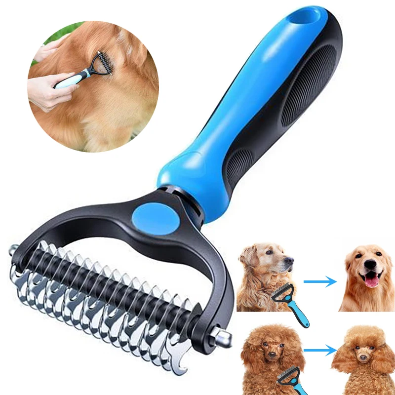 2023 2 Side Dematting Tool for Dogs Cats Pets Grooming Brush Double Sided Shedding and Dematting Undercoat Rake Hair Removal C Alibaba