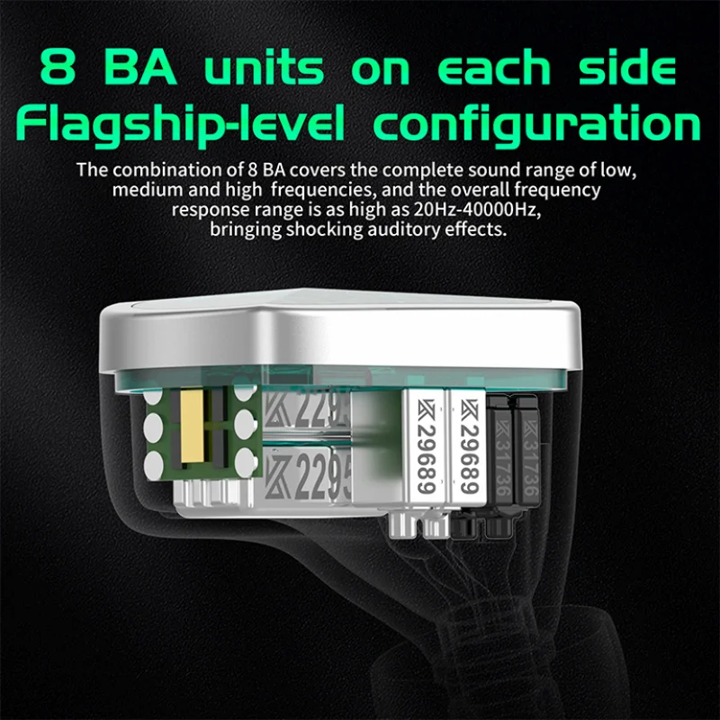 KZ AS16 Pro 8BA Balanced Armature in Ear Wired Earphones HIFI Bass Monitor Headphones Noise Cancelling Metal Headset