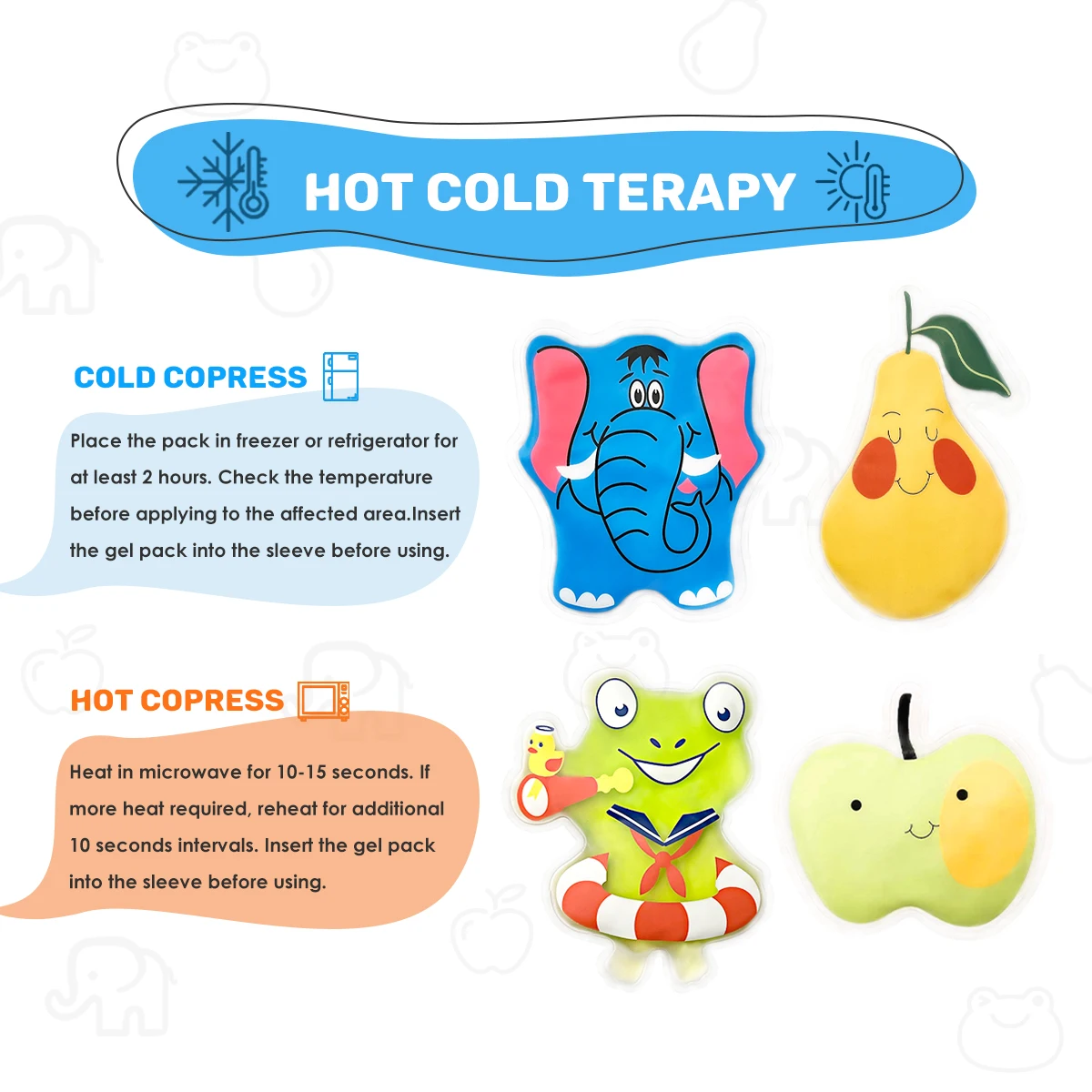 New Design Cartoon Gel Ice Packs Kids Mini Cold Compression Pain Relief Hot & Cold Packs