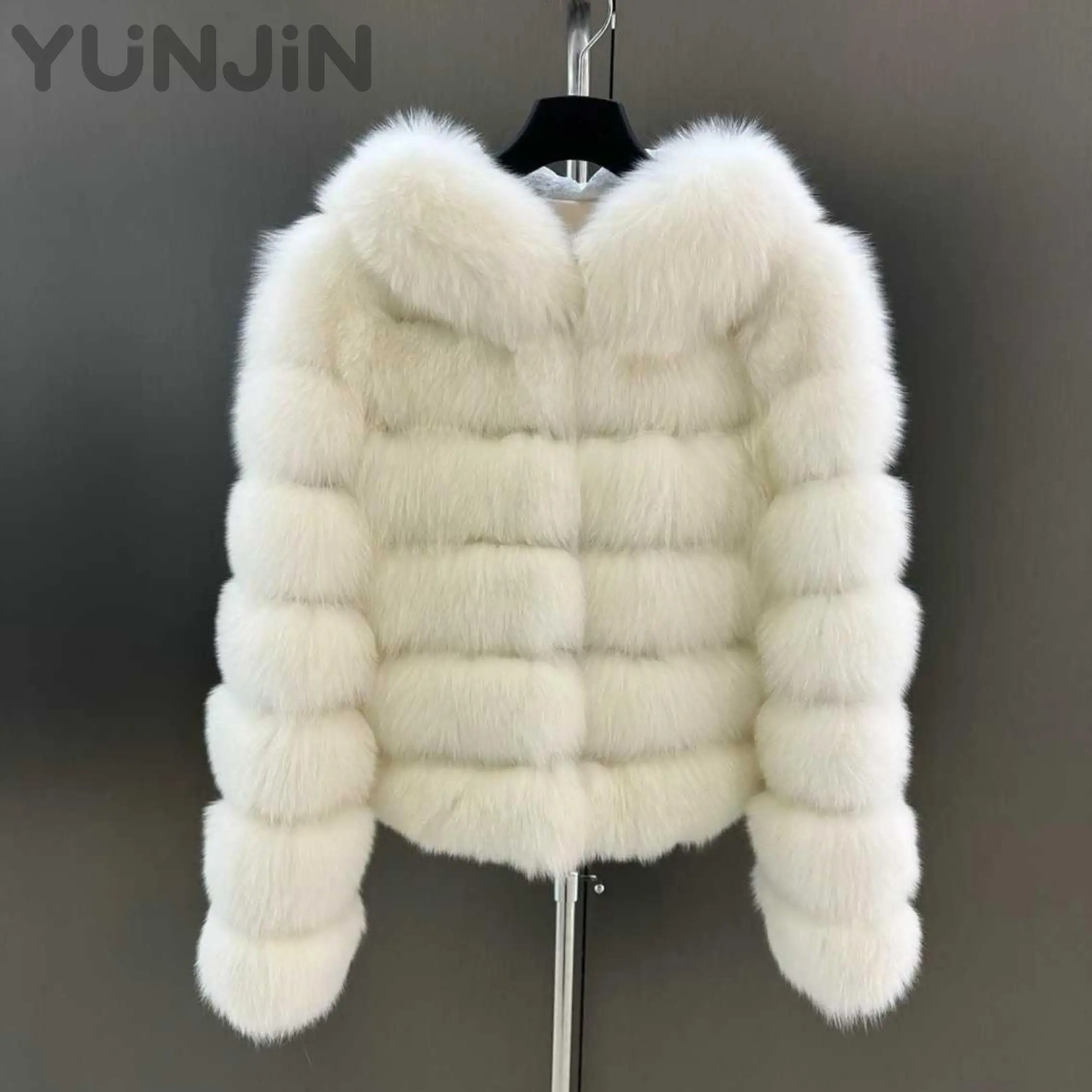 Women's Hooded Fox Fur Jacket Short Slimming Designer