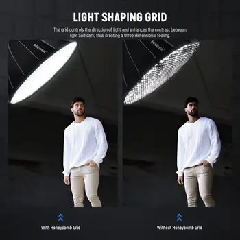 NEEWER 47.2inch/120cm Quick Set up Quick Folding Parabolic Softbox with Diffusers/Honeycomb Grid/Bag detail image