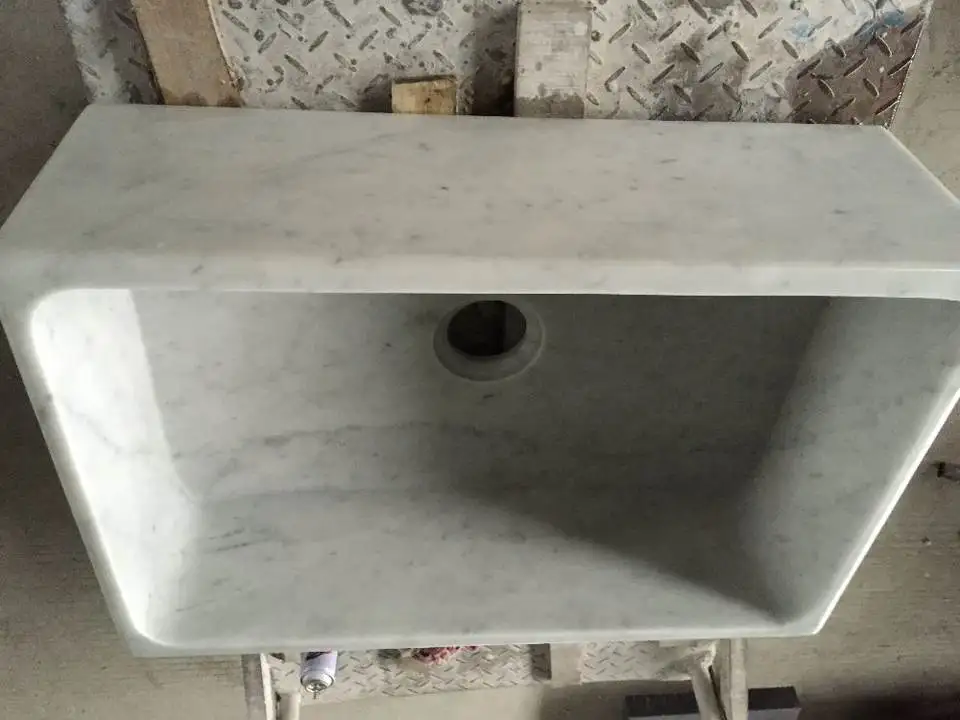 Глубокая раковина из белого мрамора для ванной комнаты раковины