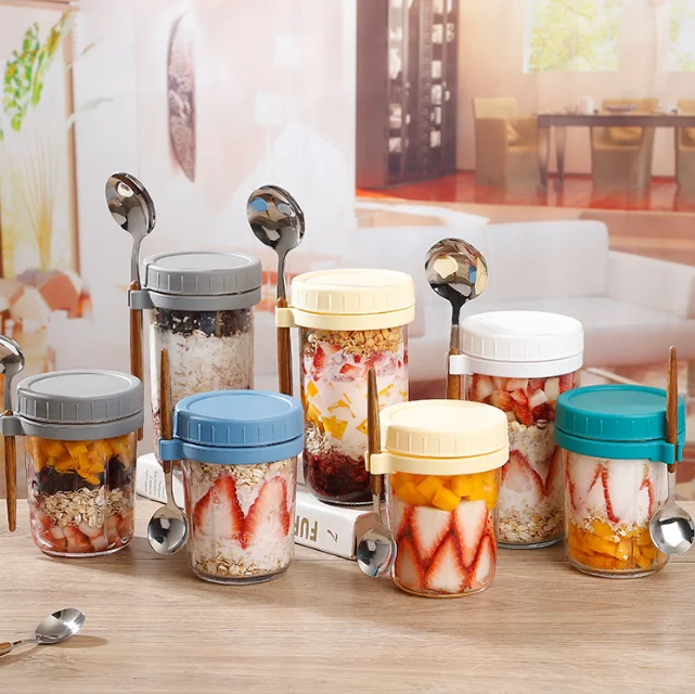 2 Barattoli In Vetro 500ml Con Coperchio Ermetico – Per Overnight Oats E Alimenti