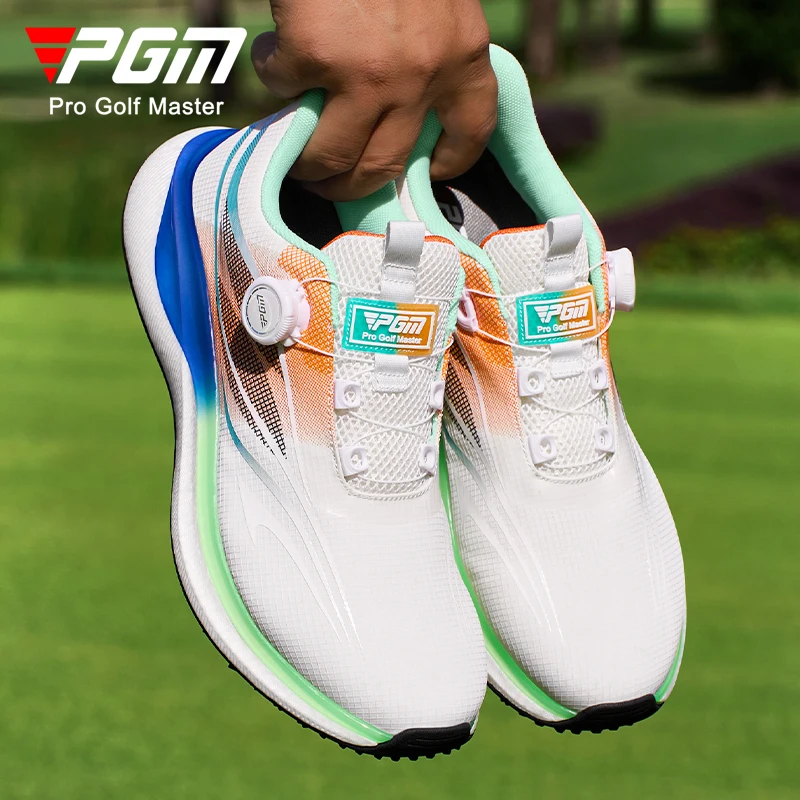 男性用カラフルなゴルフシューズ通気性メッシュスポーツスニーカー