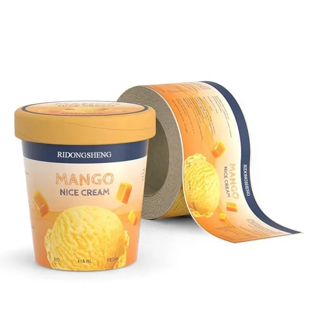 Freezer Proof Ice Cream Sticker Label Custom Printing Waterproof Adhesive Frozen Food Packaging Label Stickers