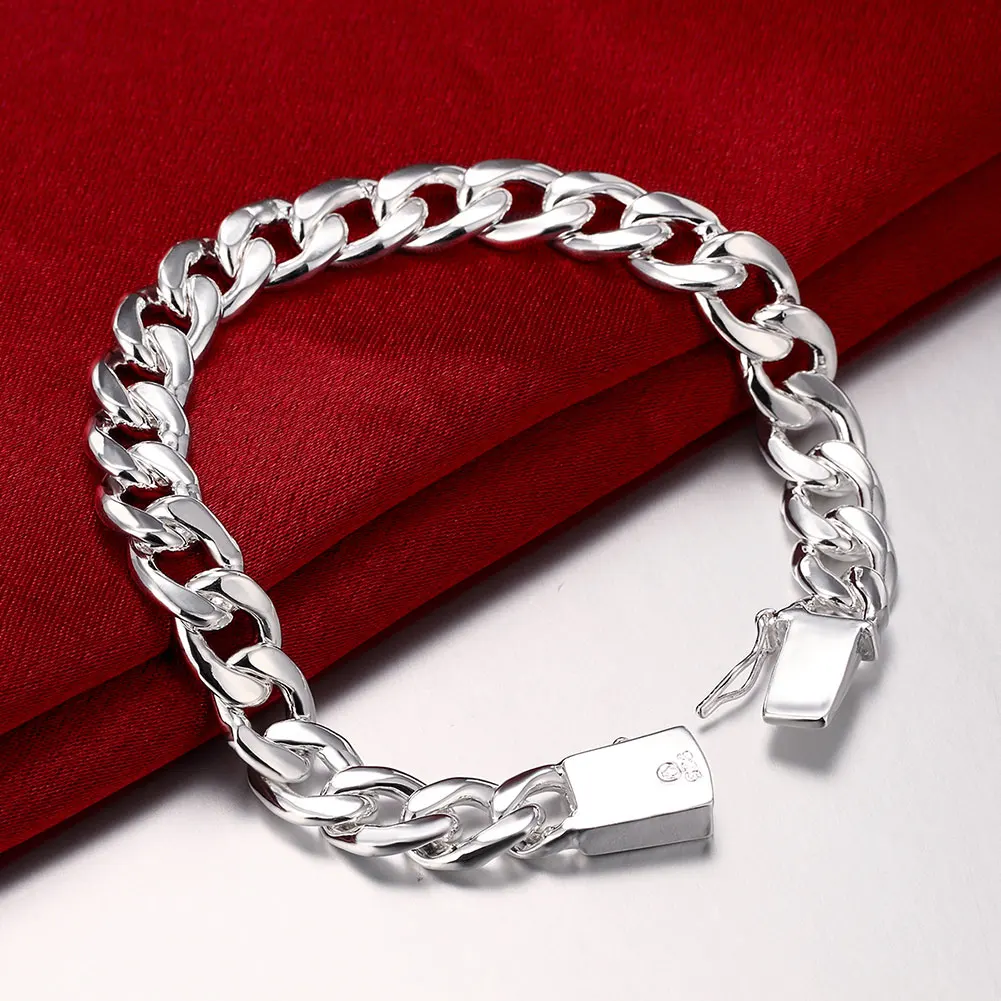 925 Silver Plating Fashion Silver Bracelets Women's Fine Jewelry Men's ...