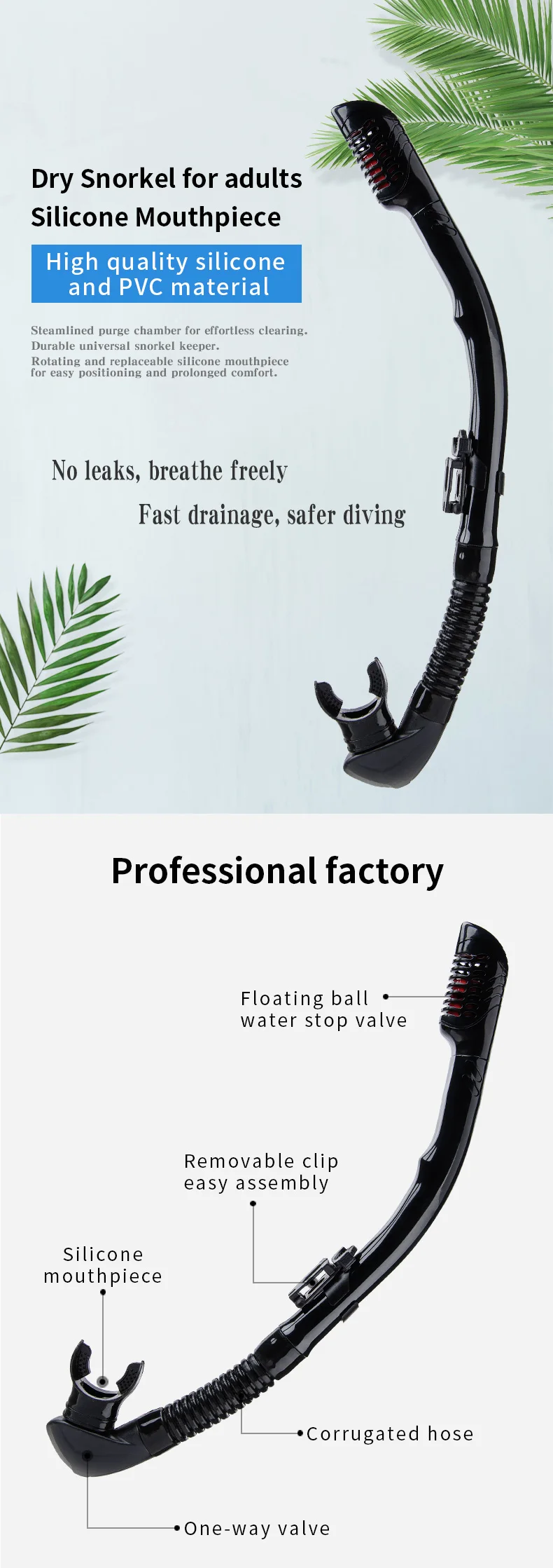 Sell Well Around The World Scuba Diving Snorkel Full Dry Top Silicone