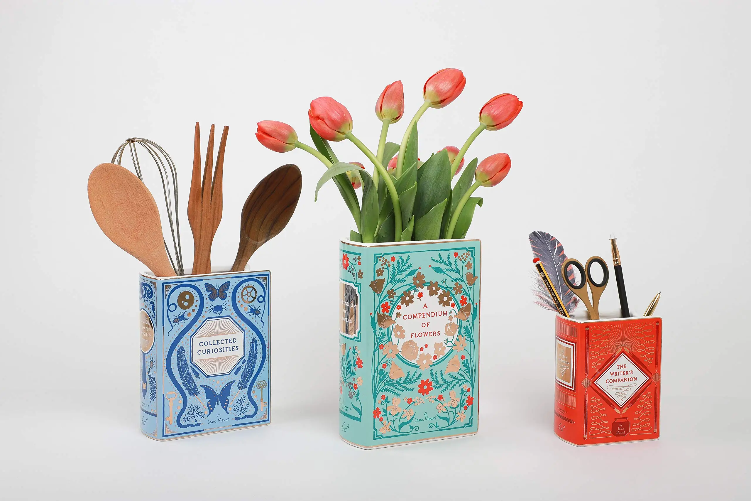 Creative Design Luxury Book Vase Bookshelf Decorative Wholesale Ceramic Vase for Wedding Center Piece