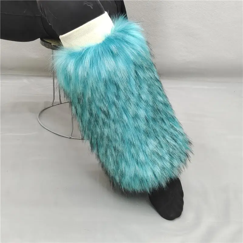 Scaldamuscoli In Pelliccia Sintetica Da Donna - Lunghezza 40 Cm, Nero, Elasticizzati, Per Inverno E Stile
