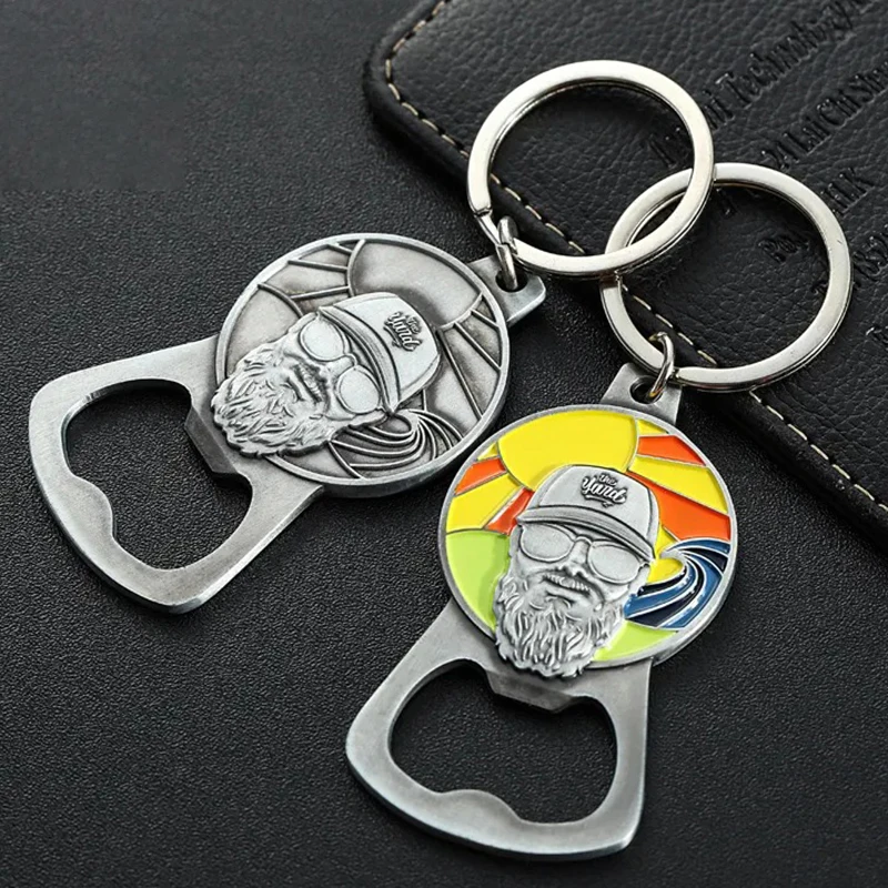 فتاحة زجاجات بيرة سلسلة مفاتيح بالجملة معدن رخيص مغناطيسي فتاحة نبيذ حامل مفاتيح مينا ناعمة فتاحة زجاجات مخصصة سلسلة مفاتيح 2