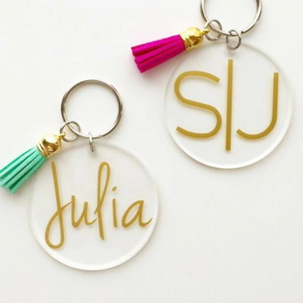 Personalized Name keychain, Custom Tassel Clear keychain