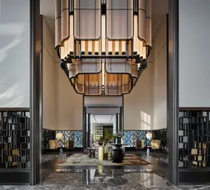 ECOJAS Luxury Glass Chandelier for Hotel Lobby Super Market Wedding Hotel New Design Large Pendent Light