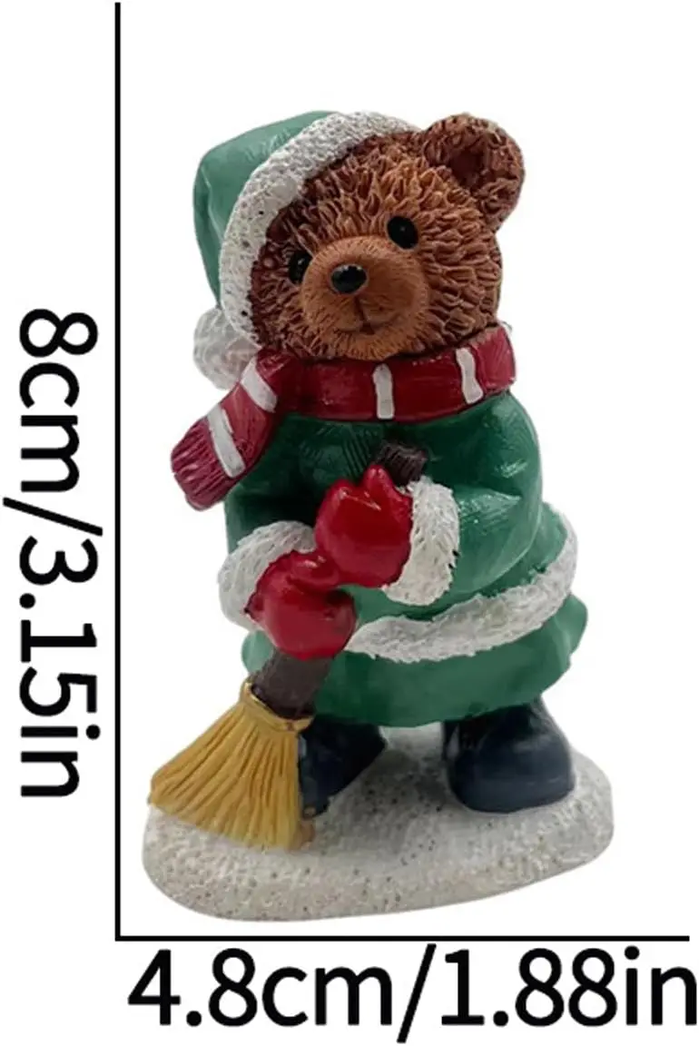 Small Cute Teddy Animal Bear Design Statue Home Decor Resin Figurine for Christmas Decorations