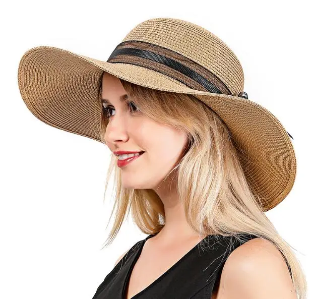 Straw Knitted Wide Brim Woman Sun Hat 