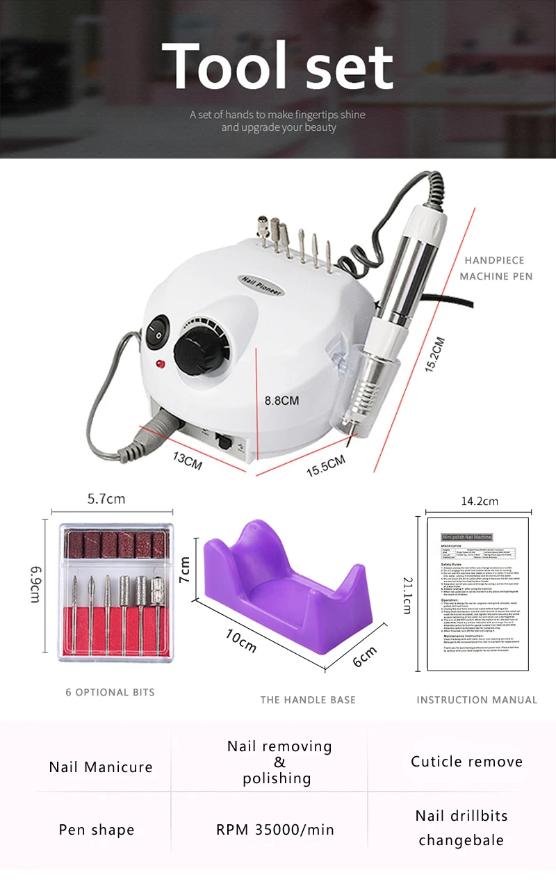 Professional Rainbow 35000rpm Dm 202 Electric Nail Polisher Bit Drill Machine For Manicure Buy 