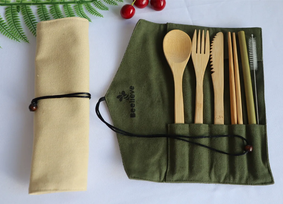 Zero Waste Wooden Cutlery Set Handmade Alternative to Bamboo Portable Travel  Utensils, Reusable Straw & Pouch Eco Friendly Vegan Gift 