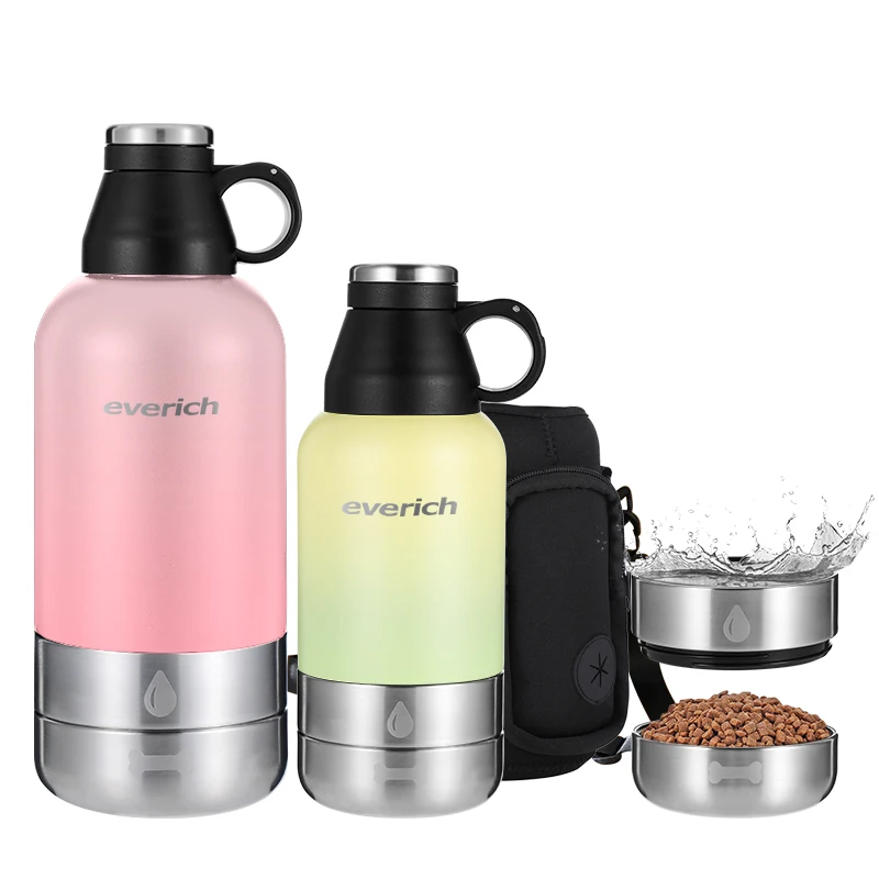 2023 32oz Insulated Stainless Steel Dog Water Bottle With Bowls Travel