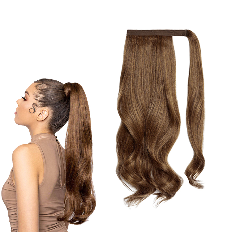 20 дюймов синтетический натуральный волнистый шиньон обернуть вокруг конский хвост волосы для наращивания