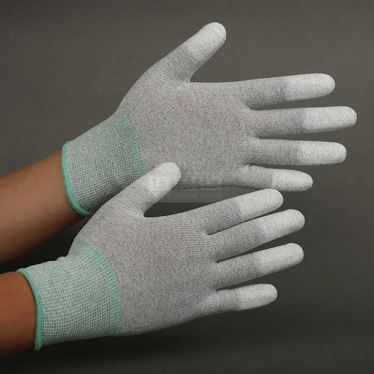 Рабочие перчатки ESD безопасные Электронные сборные безворсовые проводящие из углеродного волокна PU для