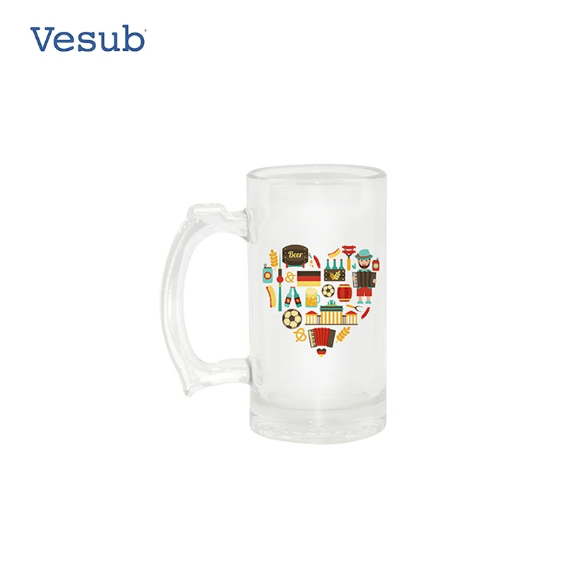Wholesale High Quality 16oz Sublimation Customized Beer Mug Frosted Glass Beer Mug for Heating Press Transfer