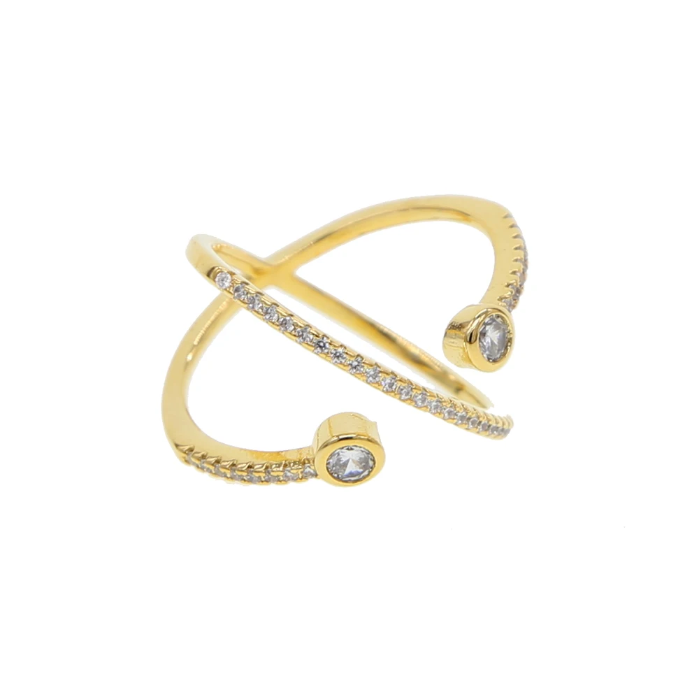 Promotion 2023 New Design Open Cross X Shape Gold Plated Women Full Finger Jewelry Pakistani Gold Ring Designs