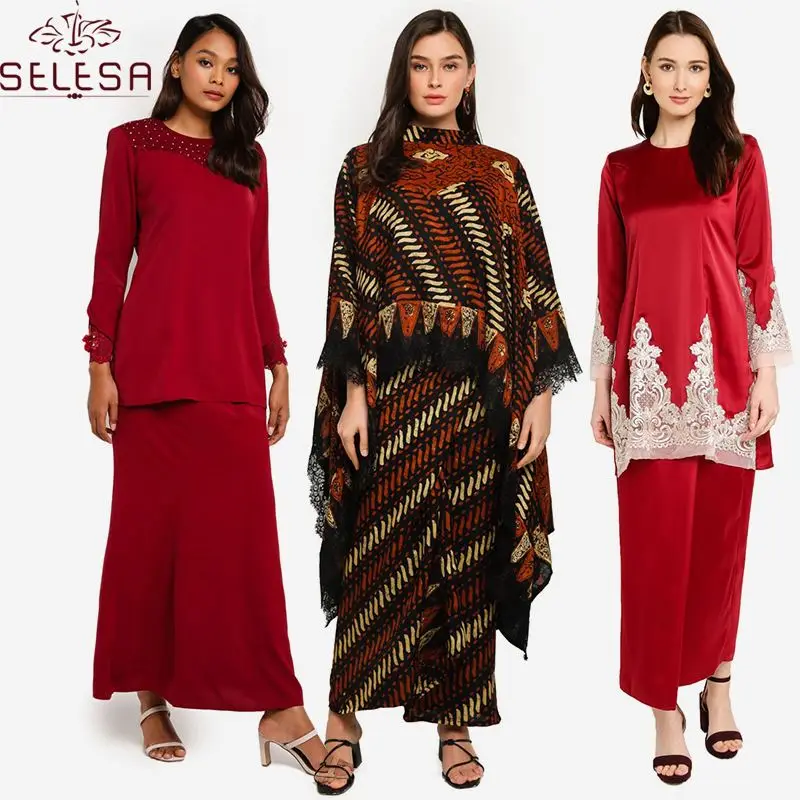 Simple Style Modern Muslim Blouse Abaya Kaftan  Jubah Daffah for Baju Kurung Malaysia Women