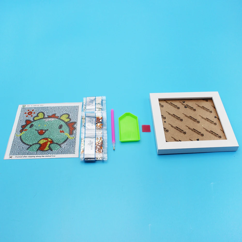 Snuqevc 20x20 Inch Diamond Painting Kit - Cute Blue Dragon Baby Full Drill Craft