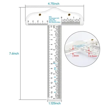 Transparent Acrylic T-Square Ruler Dual 6-inch Plastic Measuring Tool for School Use Hand Drawing