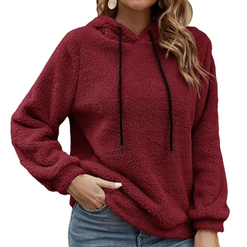 Europe and America Fall/Winter new style classy Knitted Solid Color Hooded Sweatshirt