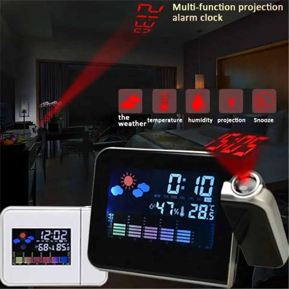LED Mirror Digital Alarm Clock Electronic Temperature Wall Table Snooze Clock USB Watch Nightlight Home Office Smart Alarm Clock