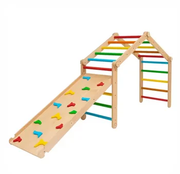Montessori Indoor Playground Wooden Ramp Transformable Climbing Triangle Kids Climber Frame