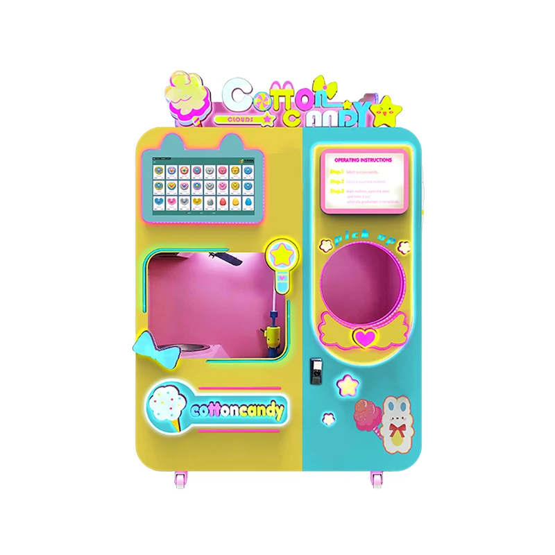 Full Automatic Snack Machinery Customize Commercial Making Marshmallow Floss Cotton Candy Vending Machine