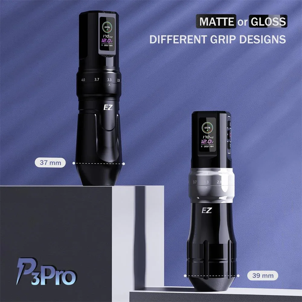 EZ Tattoo P3 Pro Matte Grip Adjustable Stroke Length Permanent Wireless Tattoo Pen Machine with Bluetooth Connection