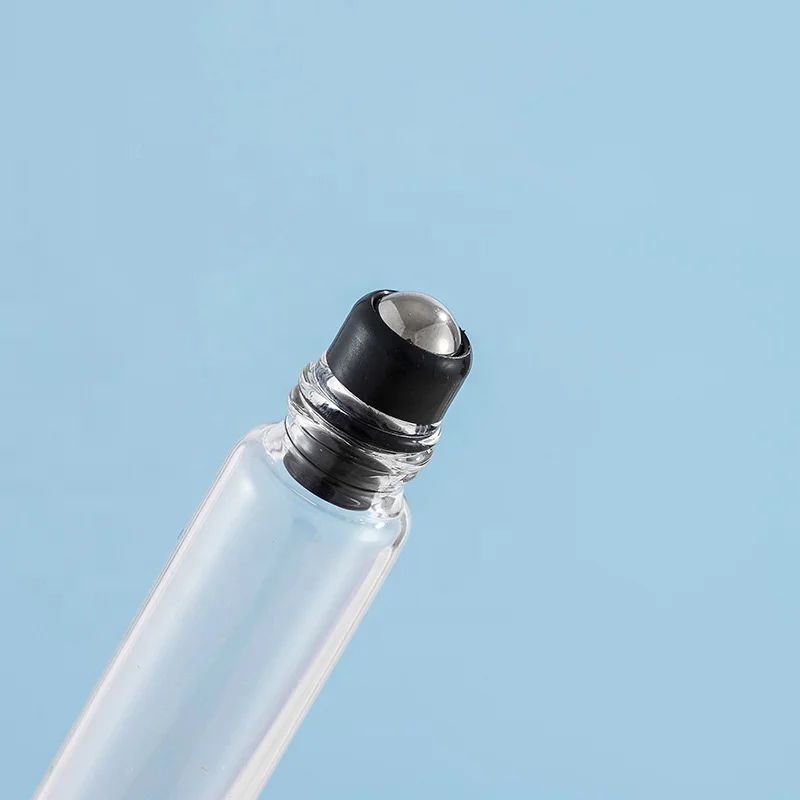 1ml 2ml 3ml 5ml 10ml Mini Travel Transparent Empty Roller Ball Glass Cylinder Shape Perfume Bottle with Aluminium Plastic Cap
