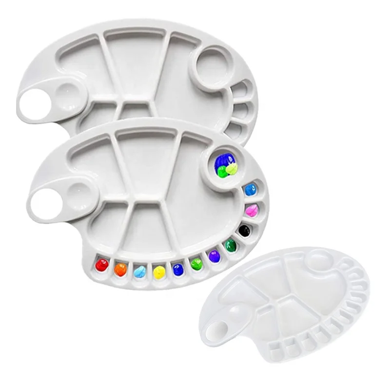 SimpleLife Paint Palette Tray Oval Paint Palette for Kids and Adults to Create DIY Craft Professional Art Painting