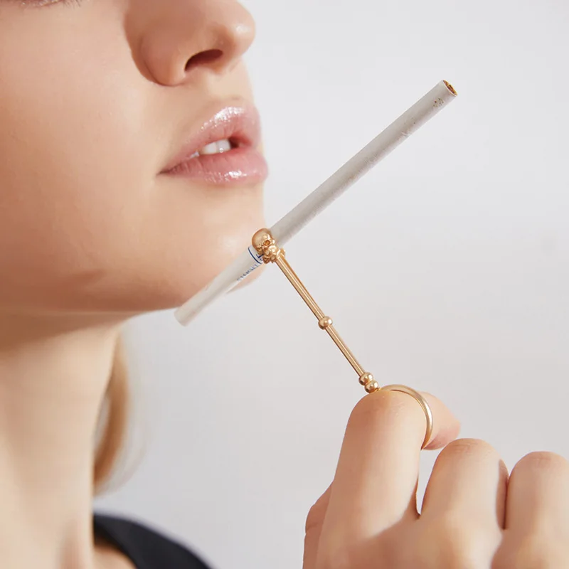 delicate cigarette holder rings for smoker portable metal flower