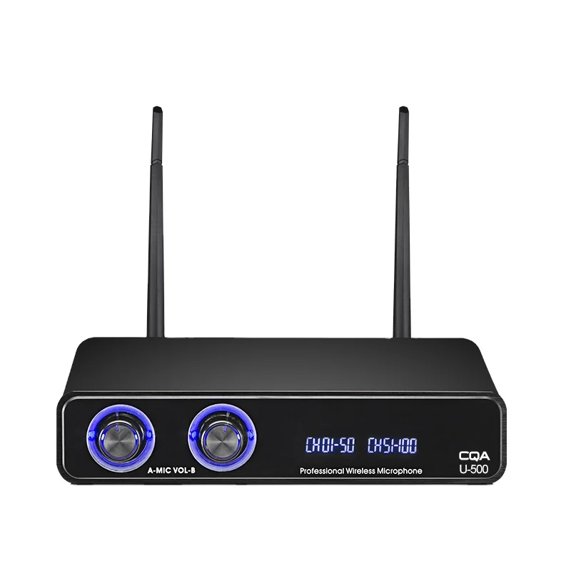 CQA UHF Dual Channel Professional Handheld Wireless Microphone for Karaoke