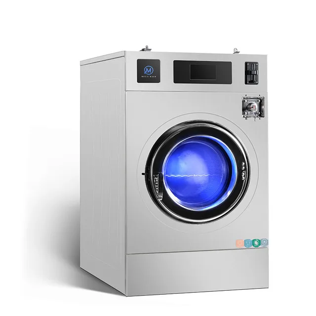 Popular High spinning speed 1100 RPM 12 to 27 kg high spin soft-mount washer extractor Laundry Machine for hotel