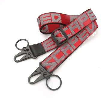Customized High-end Quality Both Side Logo Metal Lock Adjustable Jacquard Climbing Woven Lanyards for Backpack