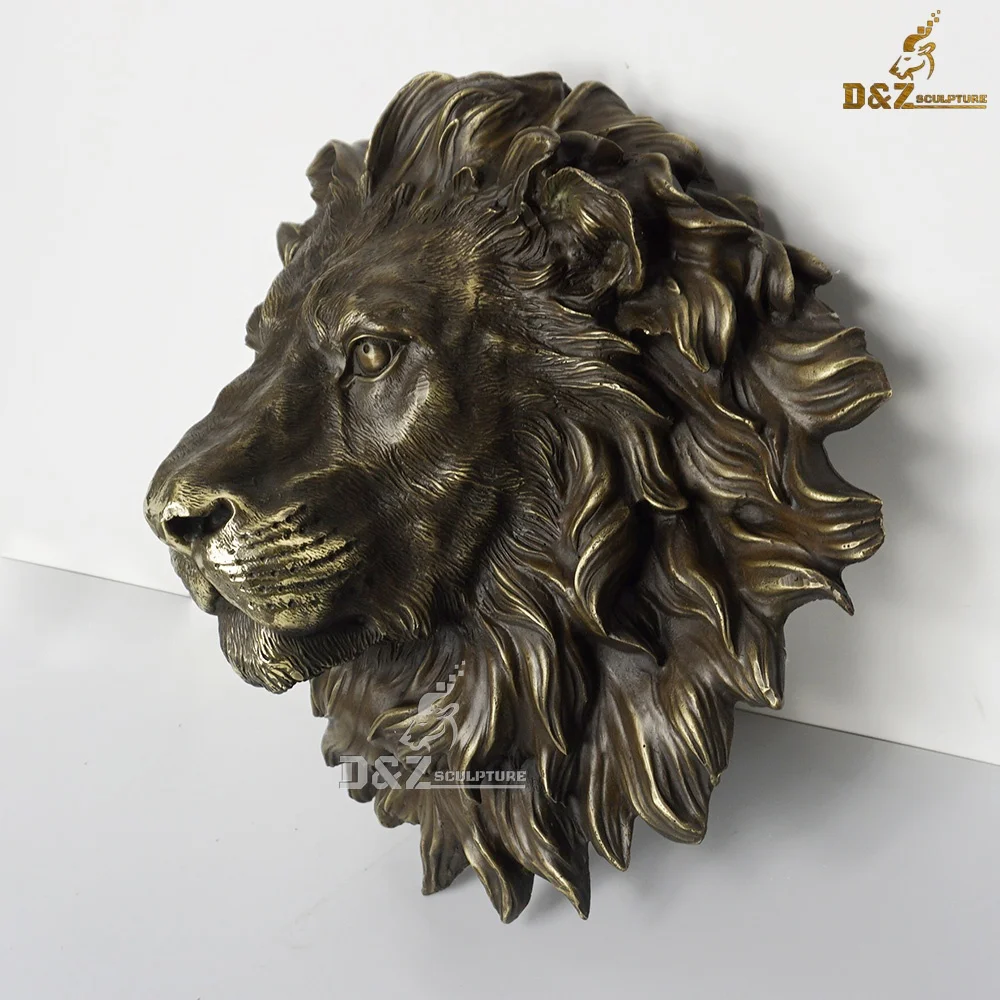 金属製動物頭部彫刻 壁掛け 吊り下げられた動物の頭部彫刻 壁飾り 等身大 金属製 銅 真鍮 ブロンズ