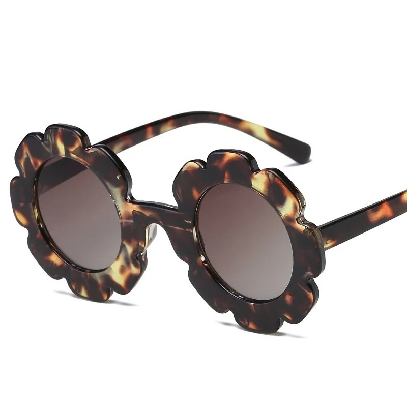Vintage Kids Sunglasses Child Sun Glasses Round Flower Gafas Baby Children