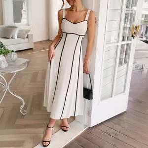 Women's Striped Maxi Dress Square Neck Sleeveless A Line Flowy Elegant casual Dresses